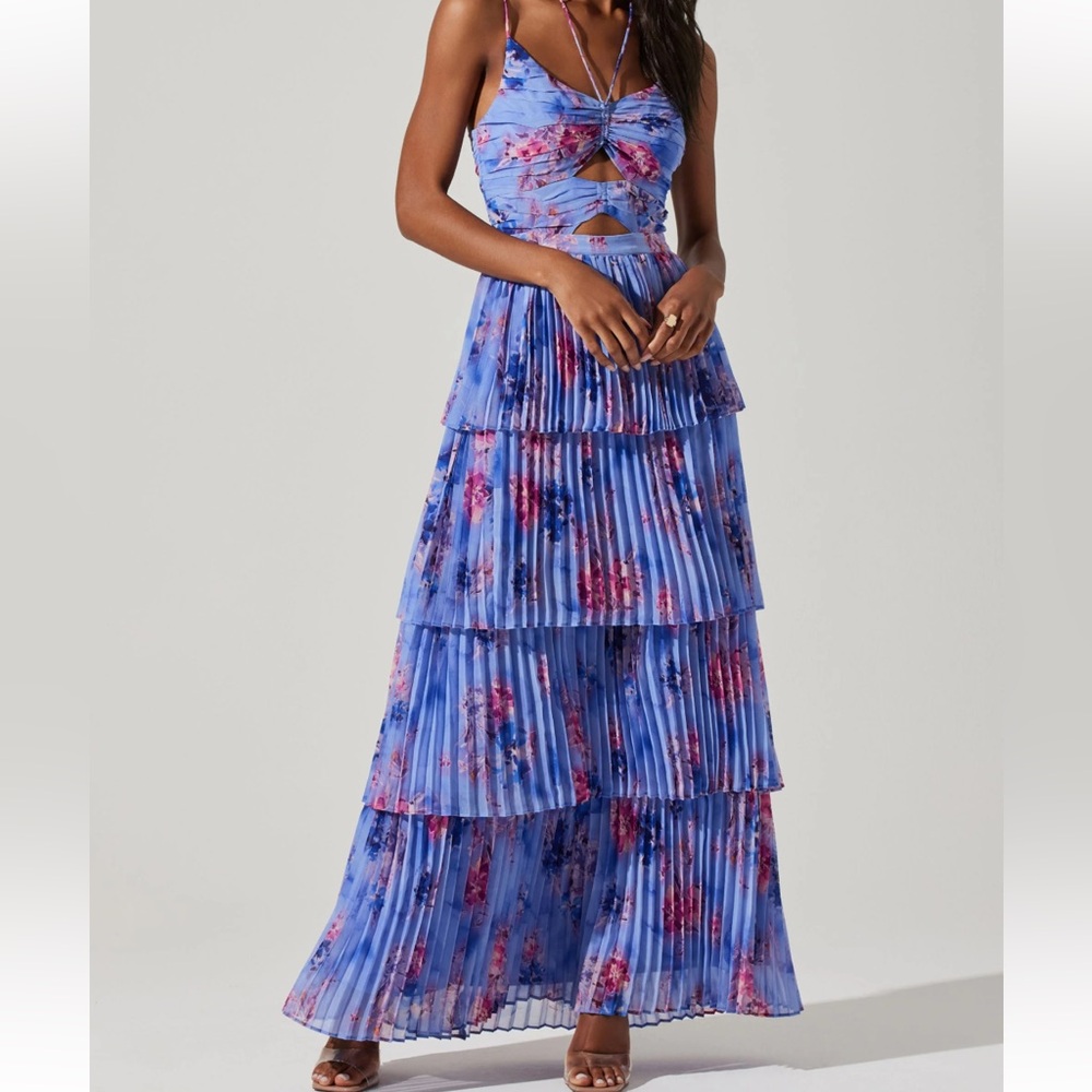 Astr Daytona Pleated Floral Maxi Dress